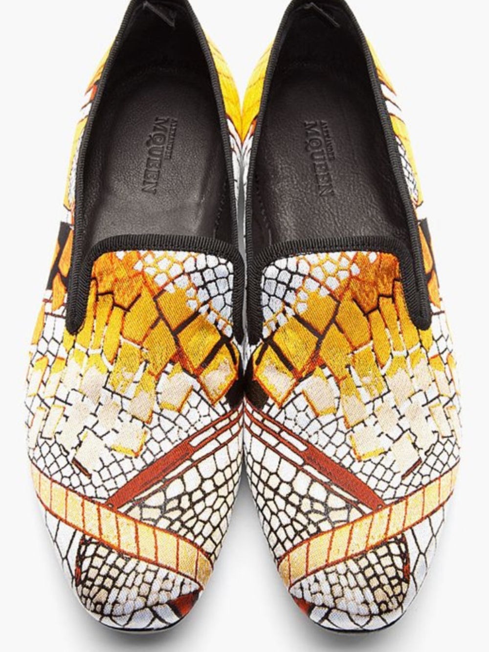 Alexander McQueen Vintage Spring 2013 Dragonfly Wing Jacquard Silk Dress Loafers